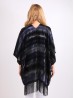 Sheer Velvet Ink Print Cape W/ Fringes